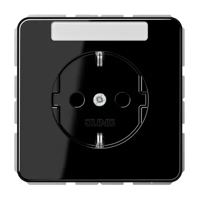 JUNG wandcontactdoos randaarde tekstvenster CD500 zwart glans (CD 1520 NNA SW)