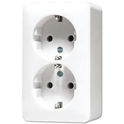 JUNG opbouw 2-voudige wandcontactdoos randaarde Safety+ AP600 alpine wit (6020 KIA WW)