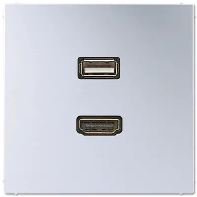 JUNG centraalplaat met draagring en 1 x USB-A en 1 x HDMI koppeling LS990 aluminium (MA AL 1163)