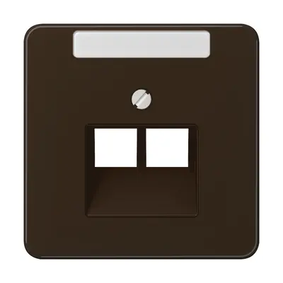 JUNG centraalplaat 2-voudig met tekstvenster tbv RJ45 wandcontactdoos CD500 bruin (CD 569-2 NAUA BR)