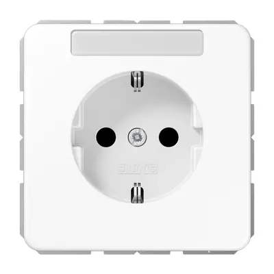 JUNG wandcontactdoos randaarde Safety+ met tekstvenster CD500 alpine wit (CD 1520 NKINA WW)
