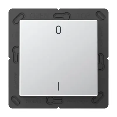 JUNG EnOcean draadloze wandzender 2-kanaals met symbolen 0-1 A-range aluminium (ENO A 590-01 AL)