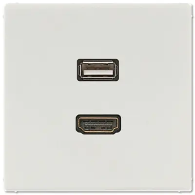 JUNG centraalplaat met draagring en 1 x USB-A en 1 x HDMI koppeling LS990 lichtgrijs (MA LS 1163 LG)