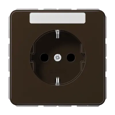 JUNG wandcontactdoos randaarde Safety+ met tekstvenster CD500 bruin (CD 1520 NKINA BR)