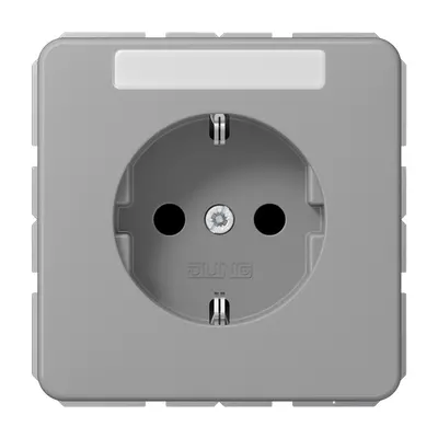 JUNG wandcontactdoos randaarde Safety+ met tekstvenster CD500 grijs (CD 1520 NKINA GR)