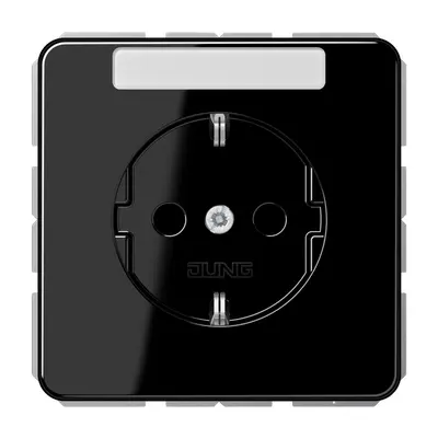 JUNG wandcontactdoos randaarde Safety+ met tekstvenster CD500 zwart (CD 1520 NKINA SW)