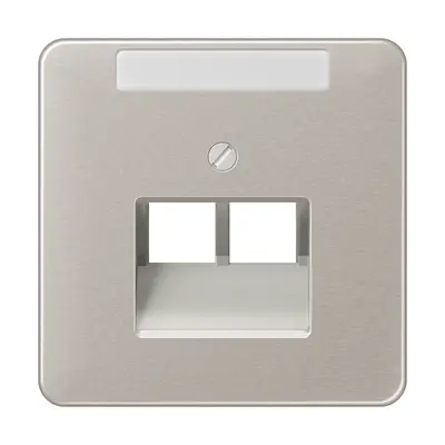JUNG centraalplaat 2-voudig met tekstvenster tbv RJ45 wandcontactdoos CD500 platina (CD 569-2 NAUA PT)
