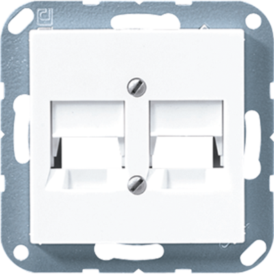 JUNG afdekking met draagring 2-voudig voor modulair jack ITT A-range alpine wit (A 569-2 NITT WW)