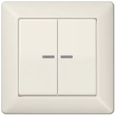 JUNG schakelwip 2-voudig met controlevenster en afdekraam AS500 creme (AS 590-5 KO5)