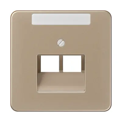JUNG centraalplaat 2-voudig met tekstvenster tbv RJ45 wandcontactdoos CD500 goud brons (CD 569-2 NAUA GB)