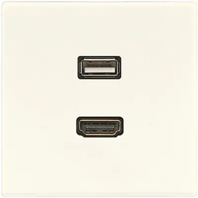 JUNG centraalplaat met draagring en 1 x USB-A en 1 x HDMI koppeling LS990 creme (MA LS 1163)