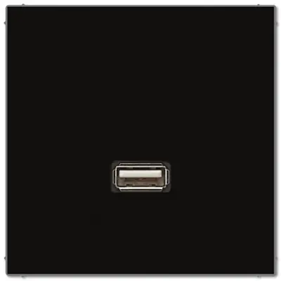 JUNG centraalplaat met draagring en USB-A naar USB-A koppeling LS990 zwart glans (MA LS 1122 SW)