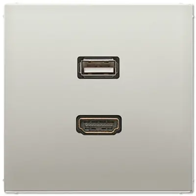 JUNG centraalplaat met draagring en 1 x USB-A en 1 x HDMI koppeling LS990 edelstaal (MA ES 1163)