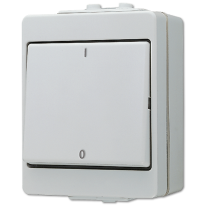 JUNG 3-polige schakelaar opbouw 16A met onderbak IP44 WG600 (603 W)