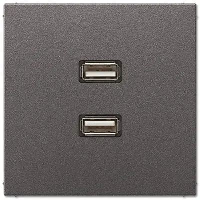 JUNG centraalplaat met draagring en 2 x USB-A naar USB-A koppeling LS990 antraciet gelakt aluminium (MA AL 1153 AN)