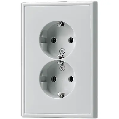 JUNG wandcontactdoos 2-voudig randaarde voor ovale 1,5 inbouwdoos LS990 aluminium (AL 5015-L)