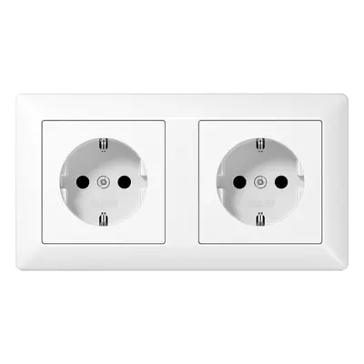 JUNG wandcontactdoos randaarde Safety+ 2-voudig voorbedraad AS500 alpine wit (AS 1520-2 BFKI WW)