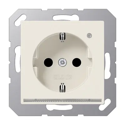 JUNG wandcontactdoos randaarde Safety+ met LED-oriëntatieverlichting en lichtsensor A-range creme (A 1520-O LNW)