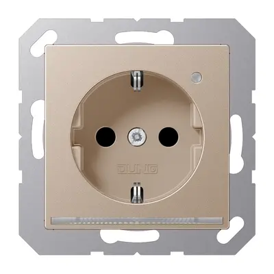 JUNG wandcontactdoos randaarde Safety+ met LED-oriëntatieverlichting en lichtsensor A-range champagne (A 1520-O CH LNW)