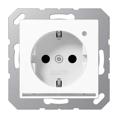 JUNG wandcontactdoos randaarde Safety+ met LED-oriëntatieverlichting en lichtsensor A-range alpine wit (A 1520-O WW LNW)