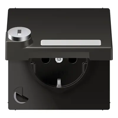 JUNG wandcontactdoos randaarde Safety+ klapdeksel slot LS990 antraciet gelakt aluminium (AL 1520 NNAKLSL AN)