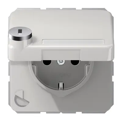 JUNG wandcontactdoos randaarde Safety+ klapdeksel tekstvenster slot CD500 lichtgrijs (CD 1520 NNAKLSL LG)