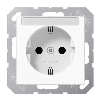 JUNG wandcontactdoos randaarde Safety+ met tekstvenster A-range alpine wit (A 1520 NBFKINA WW)