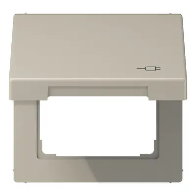 JUNG klapdeksel voor wandcontactdoos van 50 x 50 mm met stekkersymbool LS990 edelstaal (ES 2990 KL SOC)