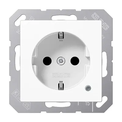 JUNG wandcontactdoos randaarde Safety+ met functie-indicatie A-range alpine wit (A 1520 BFKO WW)