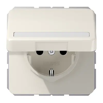 JUNG wandcontactdoos randaarde Safety+ met tekstvenster en klapdeksel CD500 creme (CD 1520 NBFNAKL)