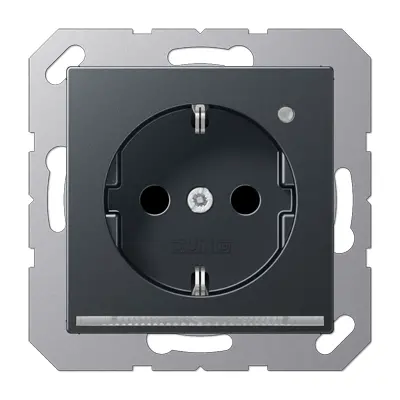 JUNG wandcontactdoos randaarde Safety+ met LED-oriëntatieverlichting en lichtsensor A-range antraciet mat (A 1520-O ANM LNW)