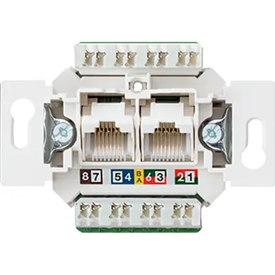 JUNG RJ45 datawandcontactdoos CAT6A 2-voudig niet afgeschermd (UAE 8-8 UPO K6 US)