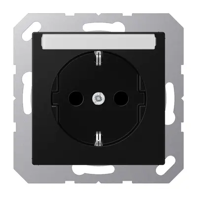 JUNG wandcontactdoos randaarde met tekstvenster A-range grafietzwart mat (A 1520 BFNA SWM)