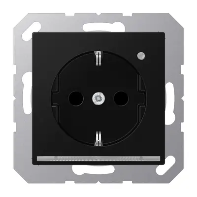 JUNG wandcontactdoos randaarde Safety+ met LED-oriëntatieverlichting en lichtsensor A-range grafietzwart mat (A 1520-O SWM LNW)