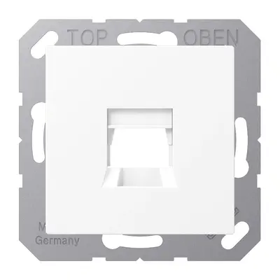 JUNG afdekking klikbevestiging met draagring 1-voudig modulair jack A-range sneeuwwit mat (A 1569-1 WE WWM)