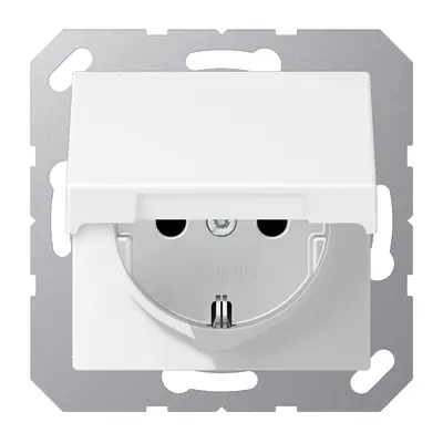 JUNG wandcontactdoos randaarde Safety+ met klapdeksel en klauwbevestiging A-range sneeuwwit mat (A 1520 BFKIKL WWM)