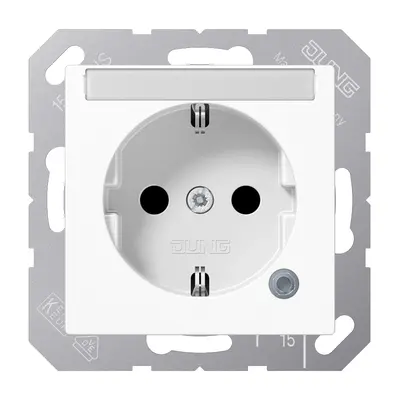 JUNG wandcontactdoos randaarde Safety+ met functie-indicatie en tekstvenster A-range alpine wit (A 1520 BFNAKO WW)