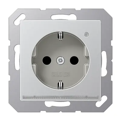 JUNG wandcontactdoos randaarde Safety+ met LED-oriëntatieverlichting en lichtsensor A-range aluminium (A 1520-O AL LNW)