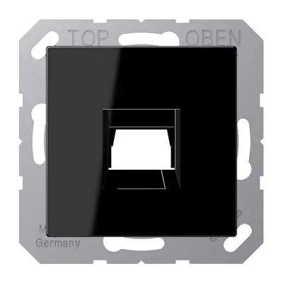 JUNG afdekking klikbevestiging met draagring 1-voudig modulair jack A-range zwart glans (A 1569-1 WE SW)