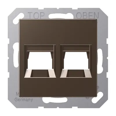 JUNG afdekking klikbevestiging met draagring 2-voudig modulair jack A-range mokka (A 1569-2 WE MO)