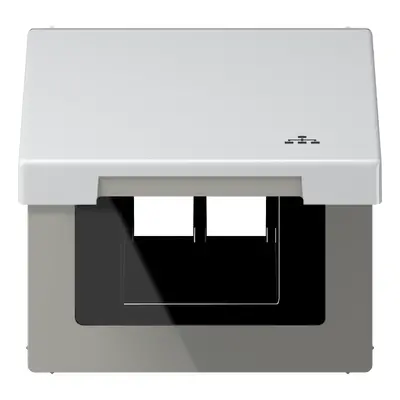 JUNG klapdeksel met LAN-symbool LS990 aluminium (AL 2990 KL LAN)