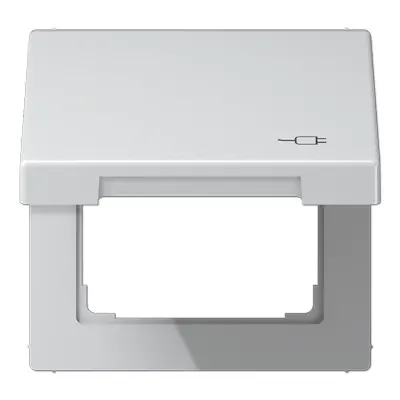 JUNG klapdeksel voor wandcontactdoos van 50 x 50 mm met stekkersymbool LS990 aluminium (AL 2990 KL SOC)