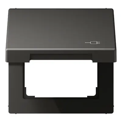 JUNG klapdeksel voor wandcontactdoos van 50 x 50 mm met stekkersymbool LS990 antraciet gelakt aluminium (AL 2990 KL SOC AN)