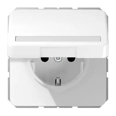 JUNG wandcontactdoos randaarde Safety+ met tekstvenster en klapdeksel CD500 alpine wit (CD 1520 NBFNAKL WW)