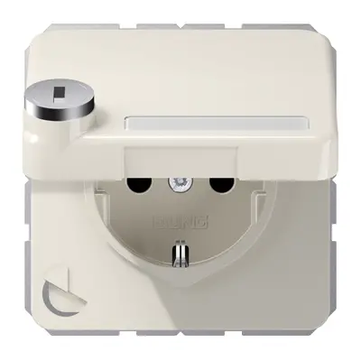 JUNG wandcontactdoos randaarde Safety+ klapdeksel tekstvenster slot CD500 creme (CD 1520 NNAKLSL)