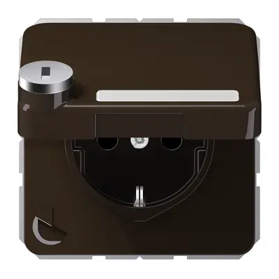 JUNG wandcontactdoos randaarde Safety+ klapdeksel tekstvenster slot CD500 bruin (CD 1520 NNAKLSL BR)