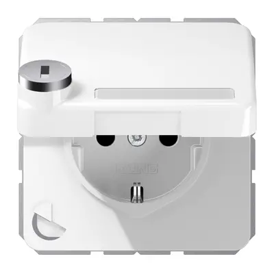 JUNG wandcontactdoos randaarde Safety+ klapdeksel tekstvenster slot CD500 alpine wit (CD 1520 NNAKLSL WW)