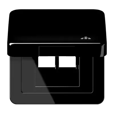 JUNG klapdeksel met LAN-symbool CD500 zwart glans (CD 590 KL LAN SW)
