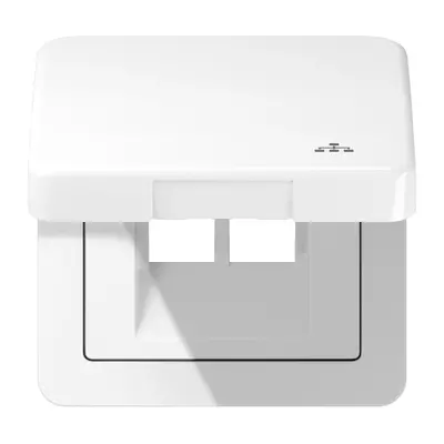 JUNG klapdeksel met LAN-symbool CD500 alpine wit (CD 590 KL LAN WW)