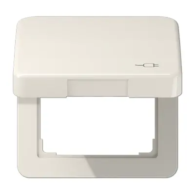 JUNG klapdeksel voor wandcontactdoos van 50 x 50 mm met stekkersymbool CD500 creme (CD 590 KL SOC)